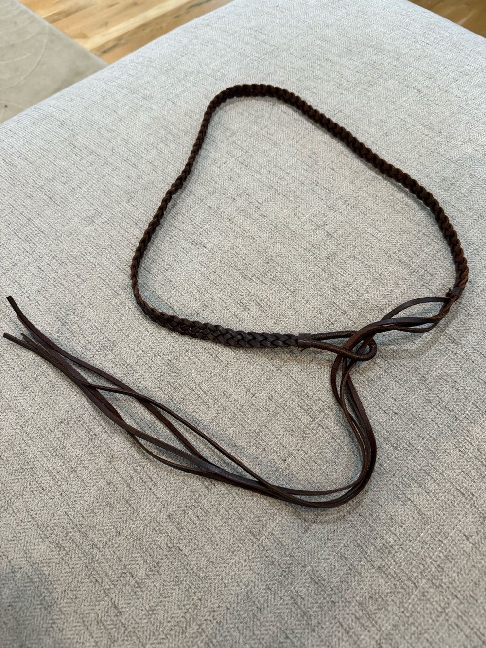 ZAZA Braided Brown Leather Tie Belt
